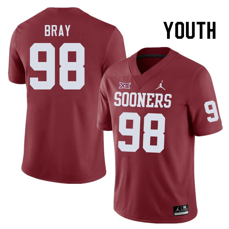 Youth #98 Hayden Bray Oklahoma Sooners College Football Jerseys Stitched-Crimson